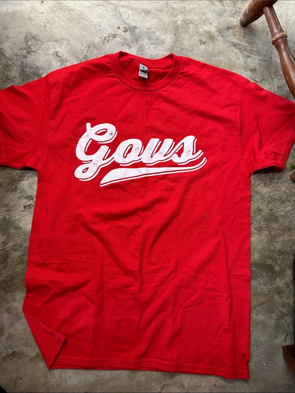 Gildan Red Short Sleeve T-Shirt with White 'Gows' Script